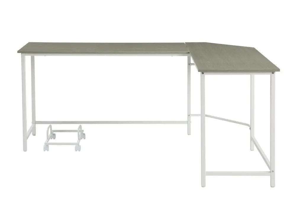 66" Gray and White L Shape Computer Desk - NOBLE HOME INTERIORS