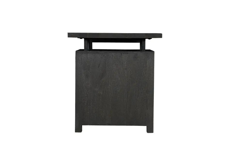 68" Black Carved Floral Scroll Solid Wood Computer Desk With Three Drawers - NOBLE HOME INTERIORS