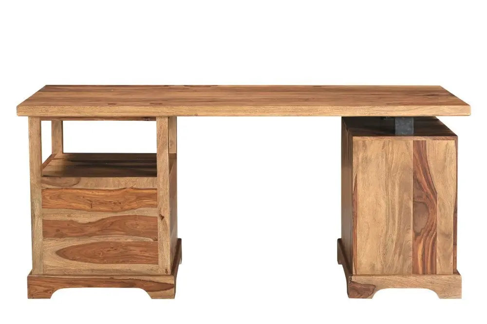 68" Brown Live Edge Solid Wood Writing Desk With Four Drawers - NOBLE HOME INTERIORS