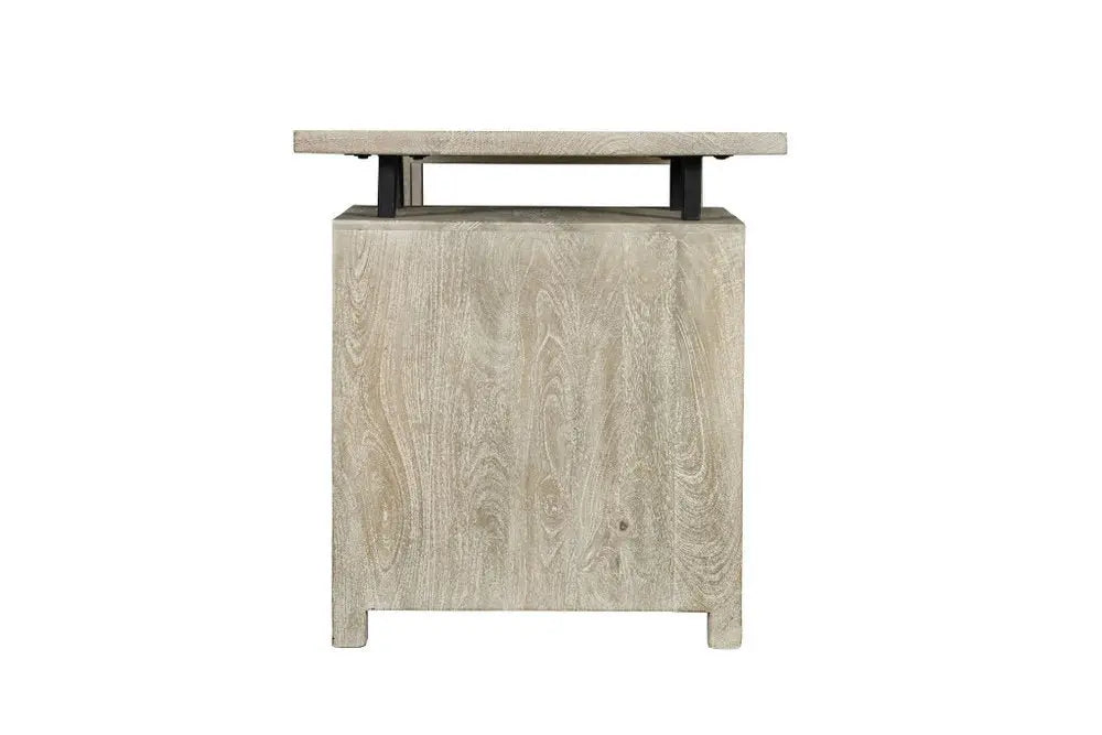 68" Gray Solid Wood Writing Desk With Three Drawers - NOBLE HOME INTERIORS