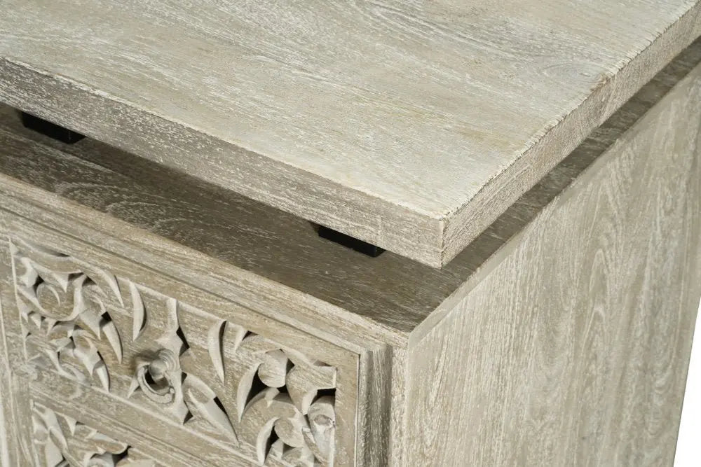 68" Gray Solid Wood Writing Desk With Three Drawers - NOBLE HOME INTERIORS