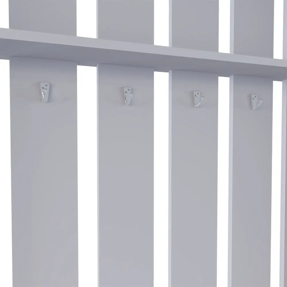 68" Gray Wood Four Hook Coat And Shoe Rack - NOBLE HOME INTERIORS