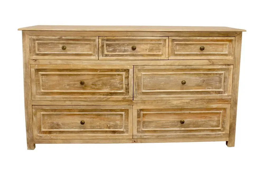 68" Natural Solid Wood Seven Drawer Dresser - NOBLE HOME INTERIORS
