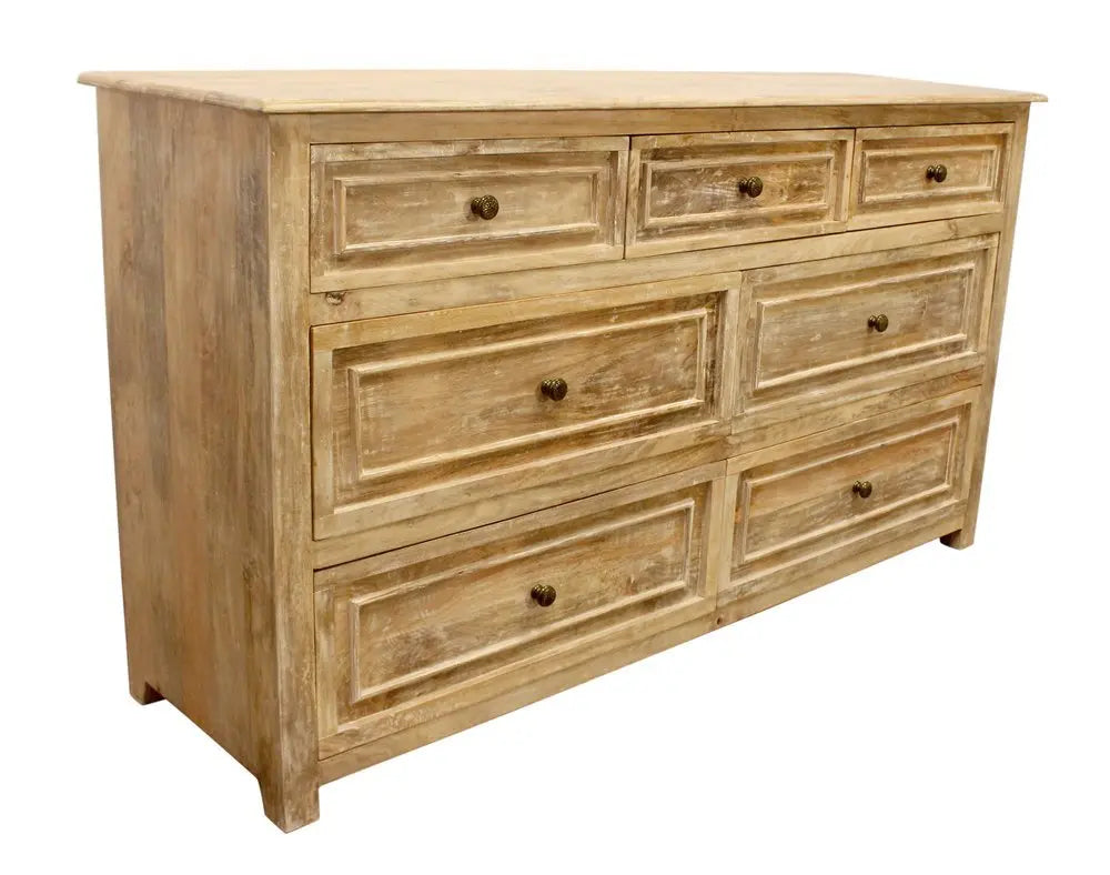 68" Natural Solid Wood Seven Drawer Dresser - NOBLE HOME INTERIORS