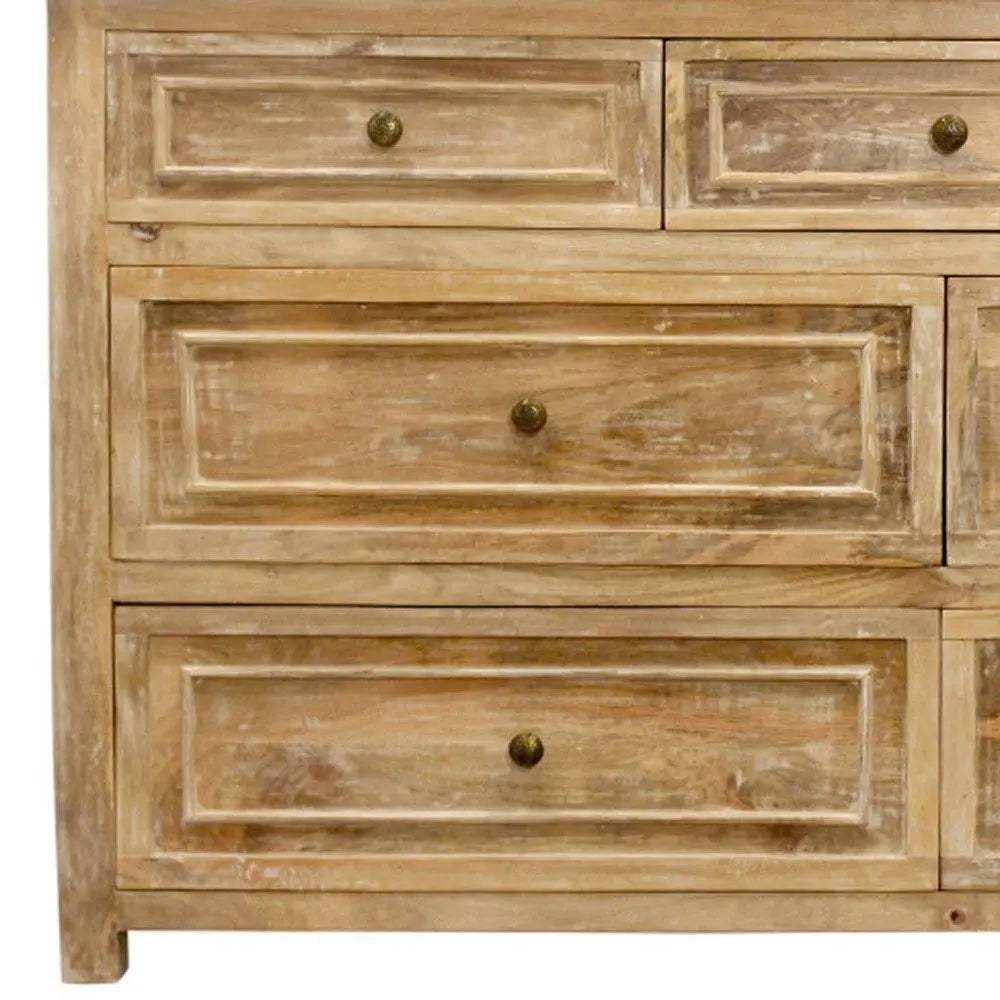 68" Natural Solid Wood Seven Drawer Dresser - NOBLE HOME INTERIORS
