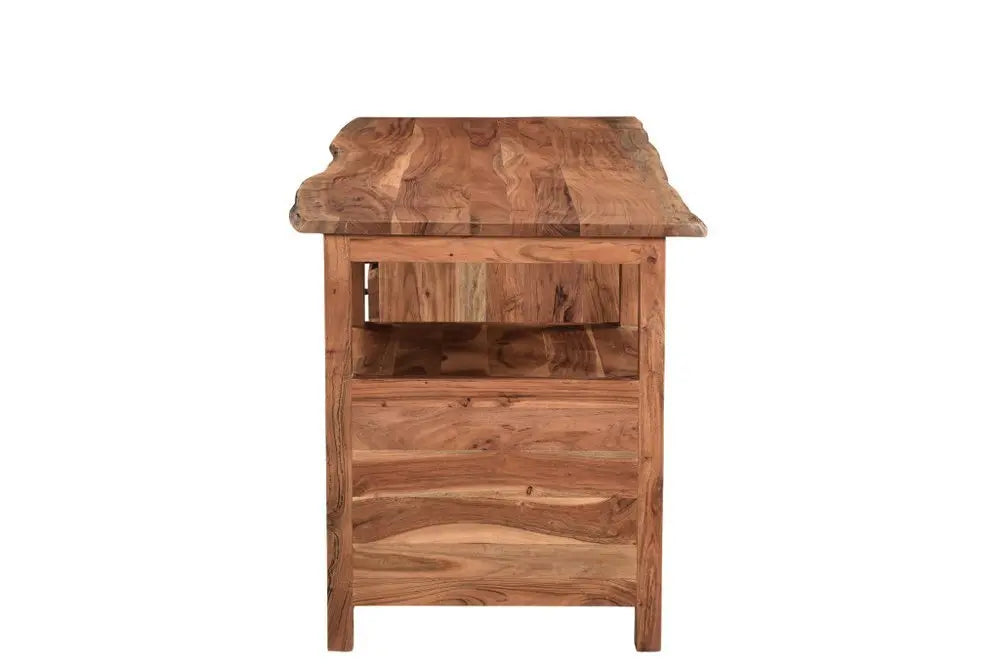 69" Brown Live Edge Solid Wood Writing Desk With Four Drawers - NOBLE HOME INTERIORS