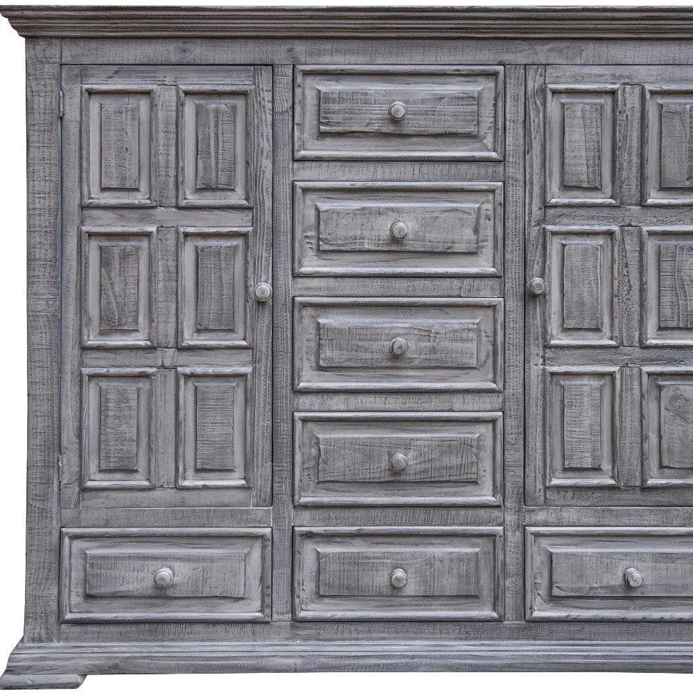 69" Gray Solid Wood Six Drawer Triple Dresser - NOBLE HOME INTERIORS