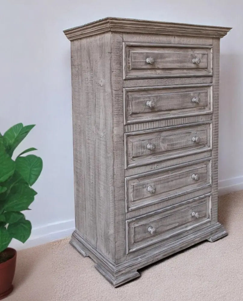 69" Gray Solid Wood Six Drawer Triple Dresser - NOBLE HOME INTERIORS