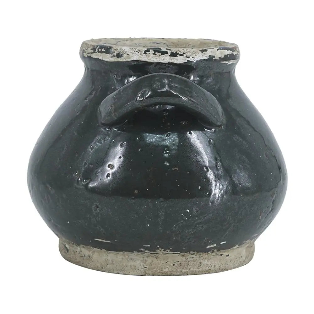 7" Beige and Black Round Terracotta Jug Vase With Does Not Apply - NOBLE HOME INTERIORS