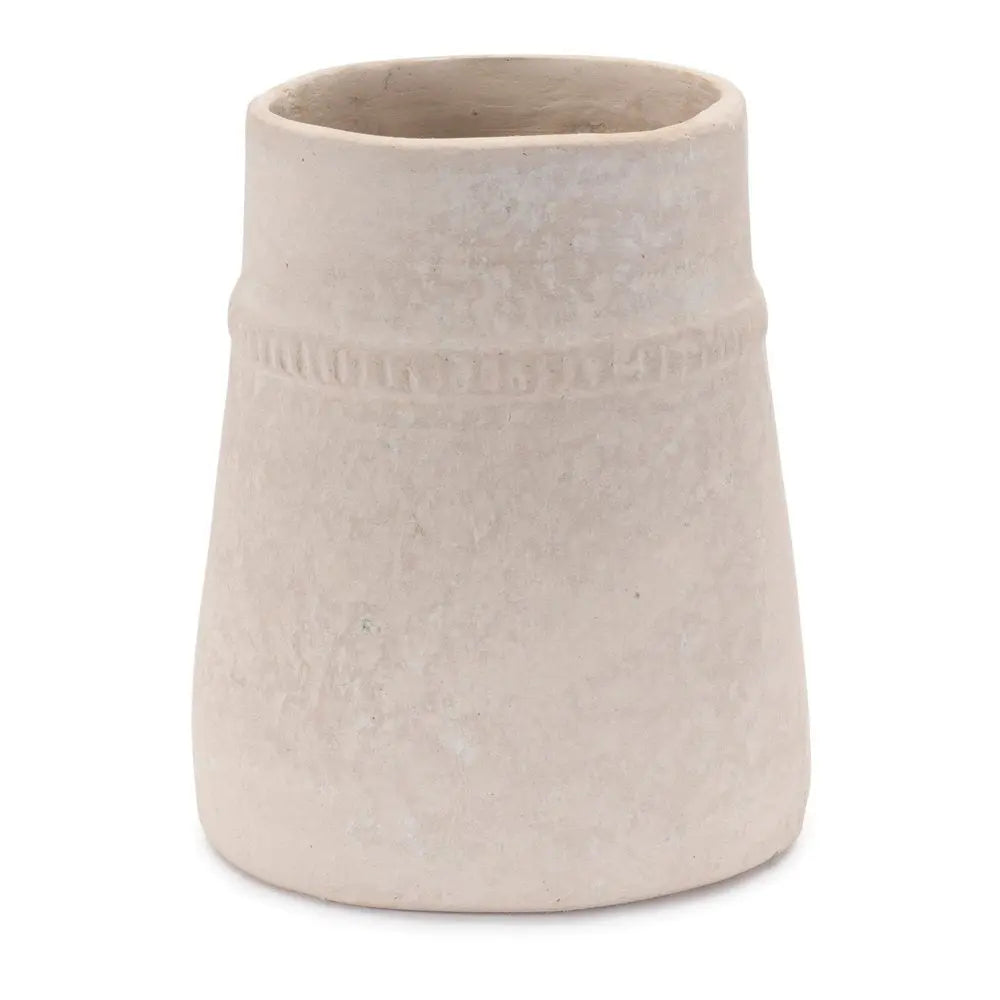 7" Beige Round Resin Table Vase - NOBLE HOME INTERIORS