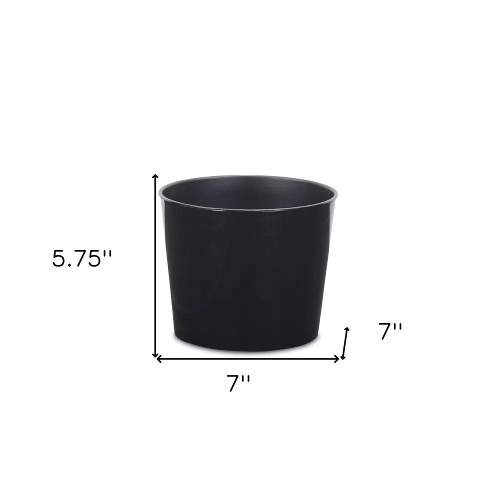 7" Black Recycled Plastic Indoor Outdoor Round Pot Planter - NOBLE HOME INTERIORS