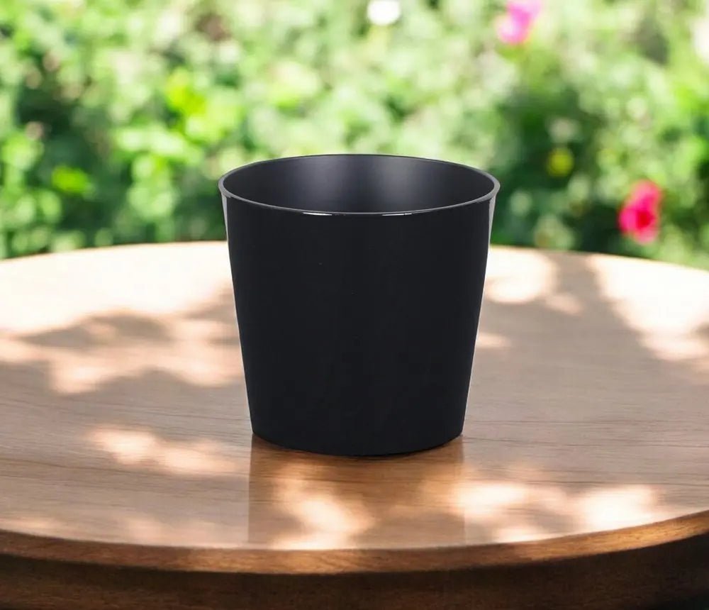 7" Black Recycled Plastic Indoor Outdoor Round Pot Planter - NOBLE HOME INTERIORS