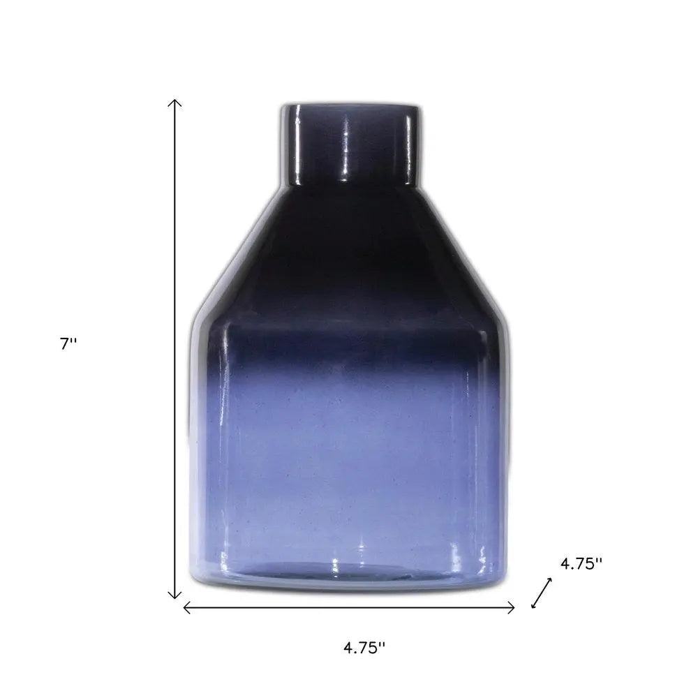 7" Blue Round Glass Table Vase - NOBLE HOME INTERIORS