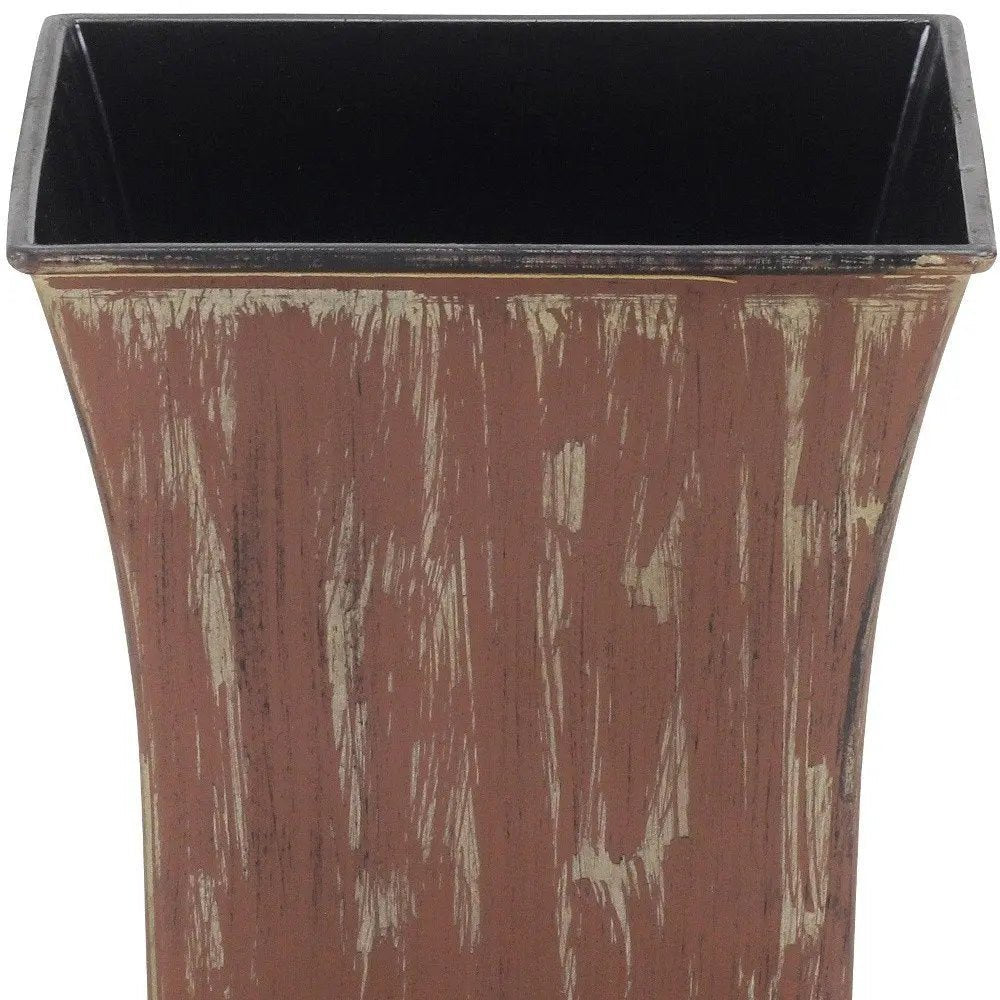7" Brown and Ivory Textural Tone On Tone Recycled Plastic Indoor Outdoor Square Pot Planter - NOBLE HOME INTERIORS