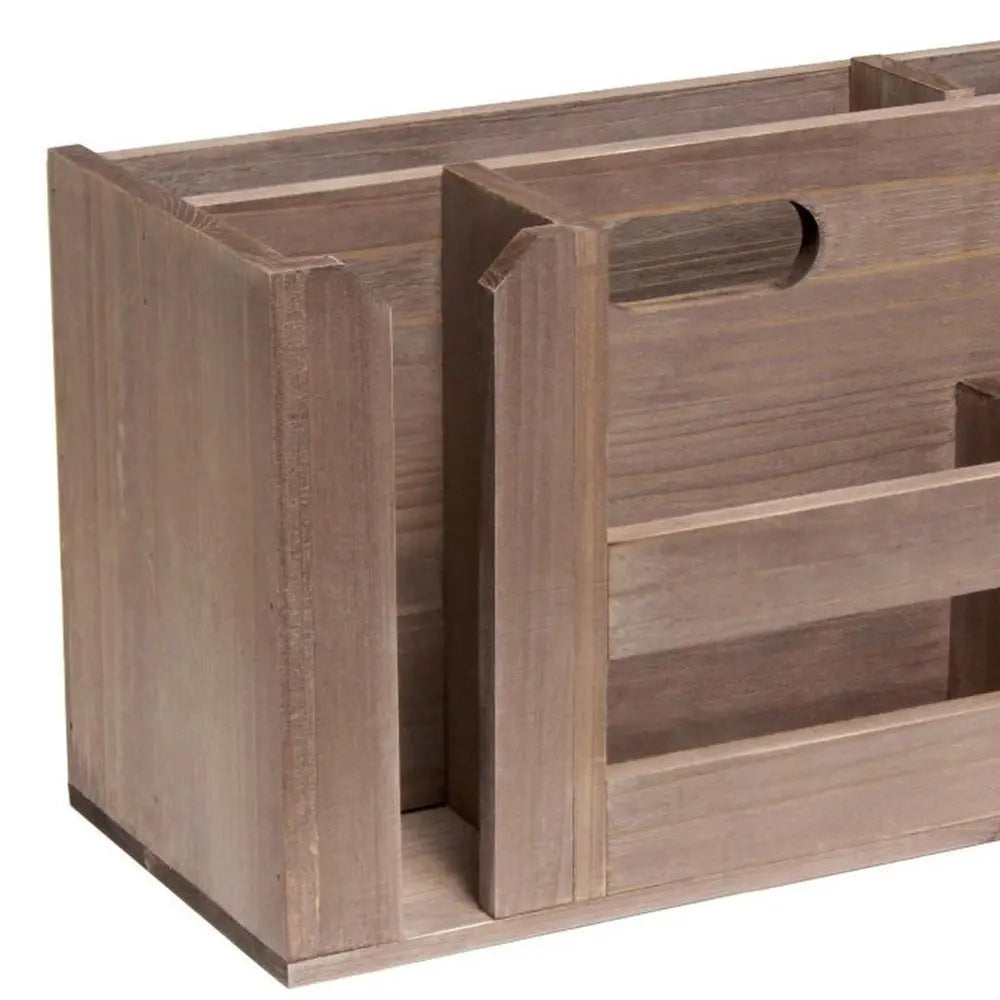 7" Brown Wood Desk Organizer - NOBLE HOME INTERIORS
