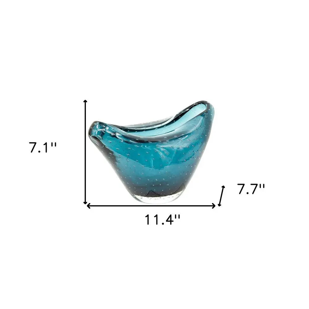 7" Cerulean Oval Glass Table Vase - NOBLE HOME INTERIORS