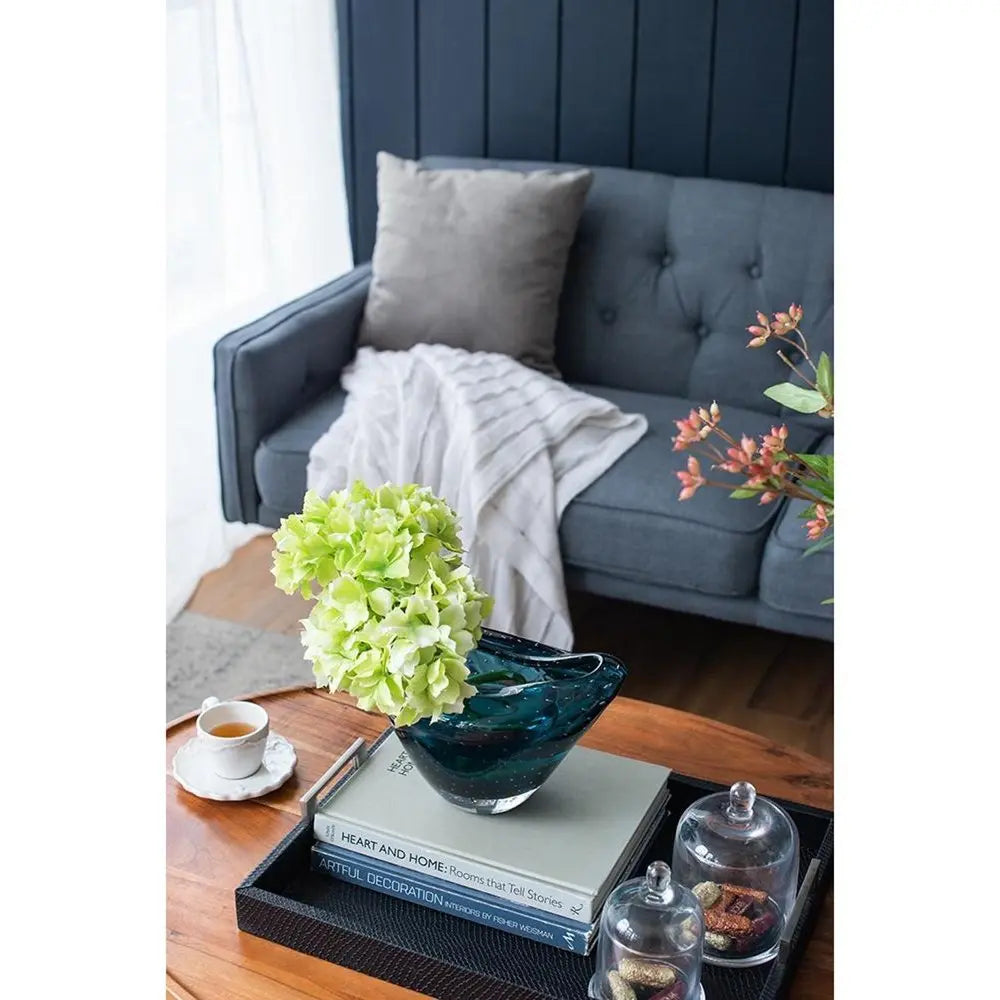 7" Cerulean Oval Glass Table Vase - NOBLE HOME INTERIORS