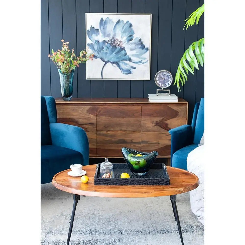 7" Cerulean Oval Glass Table Vase - NOBLE HOME INTERIORS