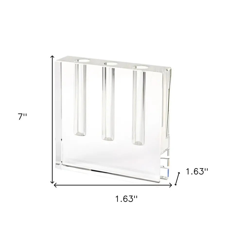 7" Clear Crystal Clear Square Table Vase - NOBLE HOME INTERIORS