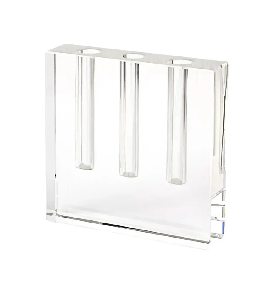 7" Clear Crystal Clear Square Table Vase - NOBLE HOME INTERIORS