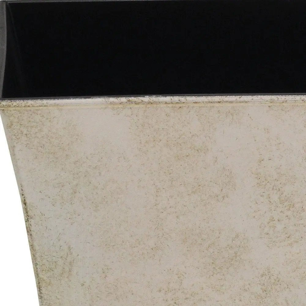 7" Cream Recycled Plastic Indoor Outdoor Square Pot Planter - NOBLE HOME INTERIORS