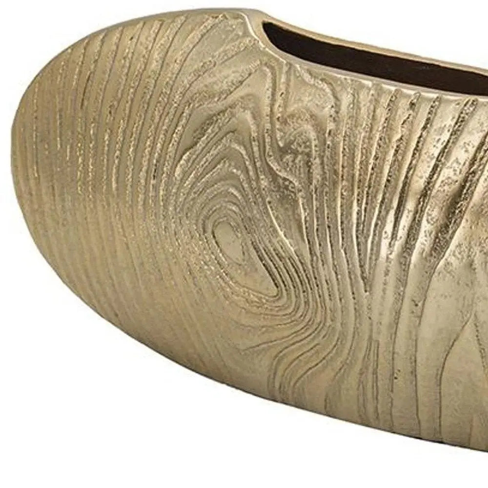 7" Gold Aluminum Oval Disc Table Vase - NOBLE HOME INTERIORS