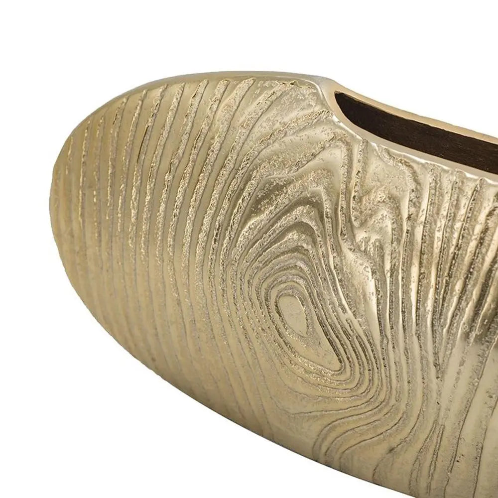 7" Gold Aluminum Oval Disc Table Vase - NOBLE HOME INTERIORS