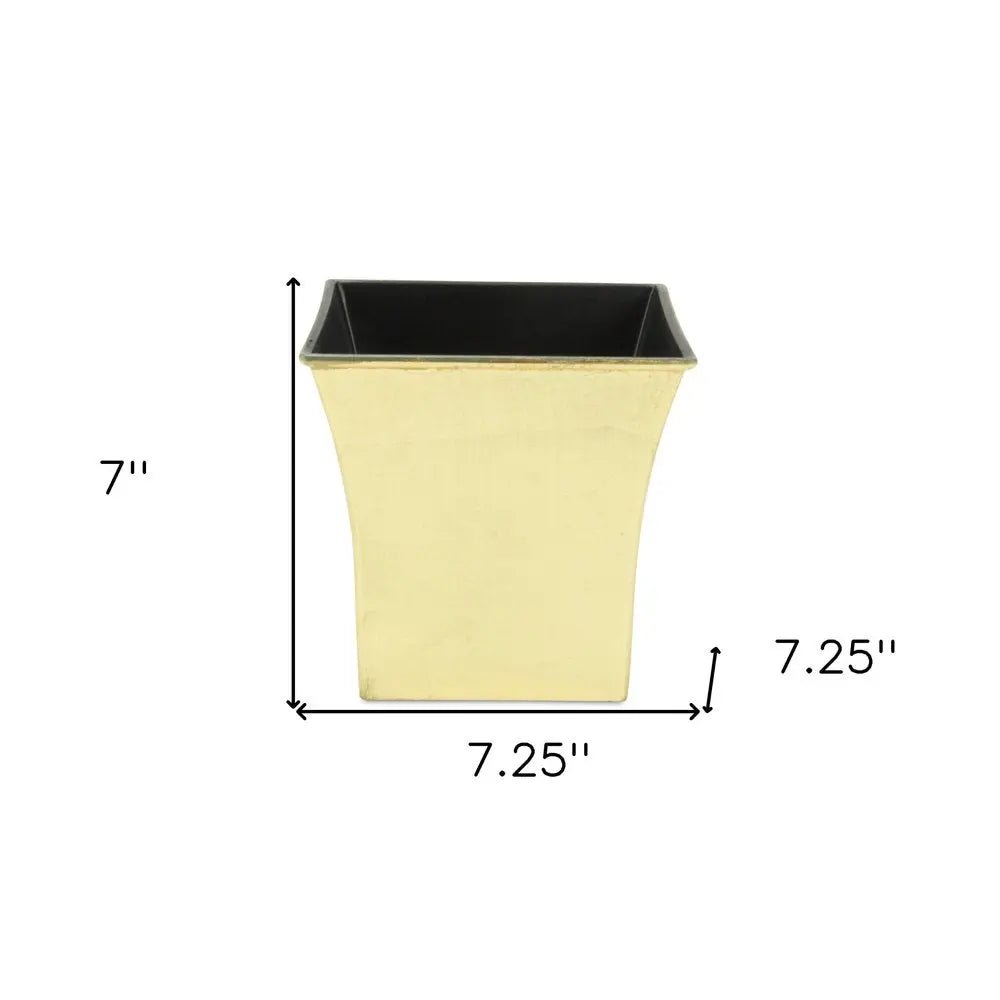 7" Gold Recycled Plastic Indoor Outdoor Square Pot Planter - NOBLE HOME INTERIORS