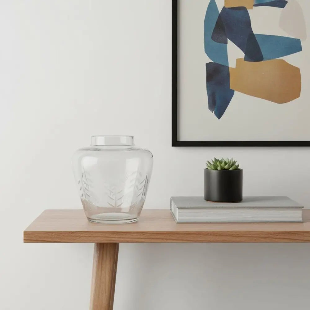 7" Gray Round Glass Table Vase - NOBLE HOME INTERIORS