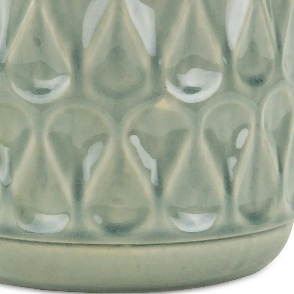 7" Green Geometric Ceramic Indoor Outdoor Round Pot Planter - NOBLE HOME INTERIORS