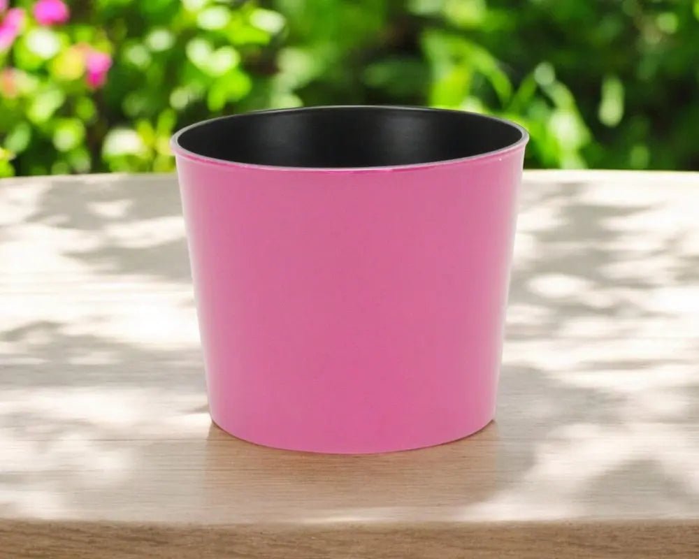 7" Hot Pink Recycled Plastic Indoor Outdoor Round Pot Planter - NOBLE HOME INTERIORS