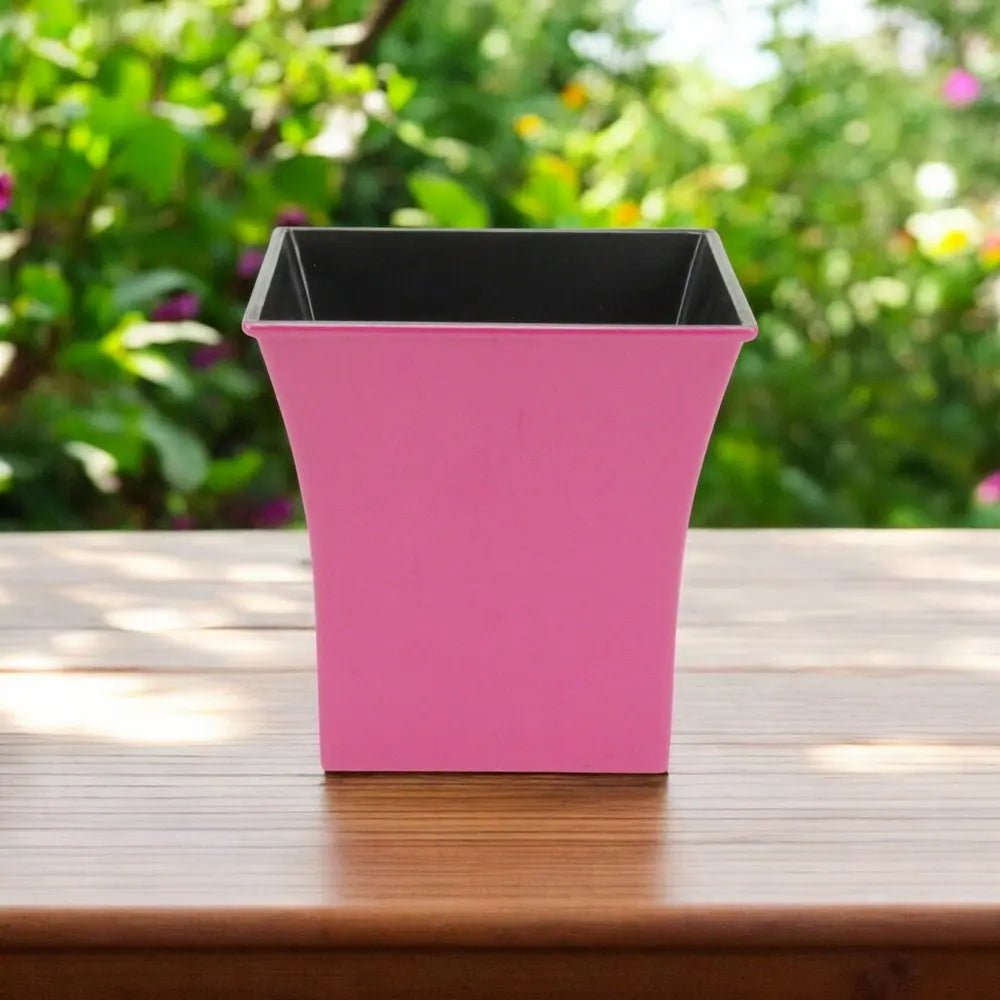 7" Hot Pink Recycled Plastic Indoor Outdoor Square Pot Planter - NOBLE HOME INTERIORS