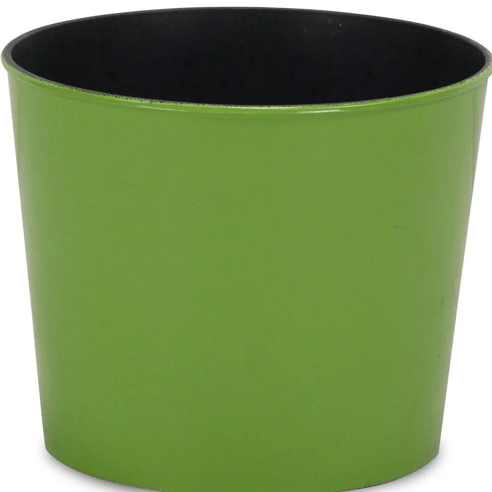 7" Lime Green Recycled Plastic Indoor Outdoor Round Pot Planter - NOBLE HOME INTERIORS