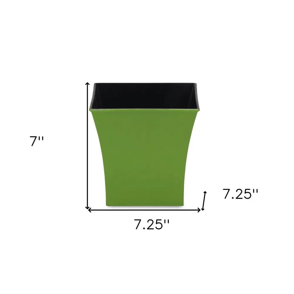 7" Lime Green Recycled Plastic Indoor Outdoor Square Pot Planter - NOBLE HOME INTERIORS