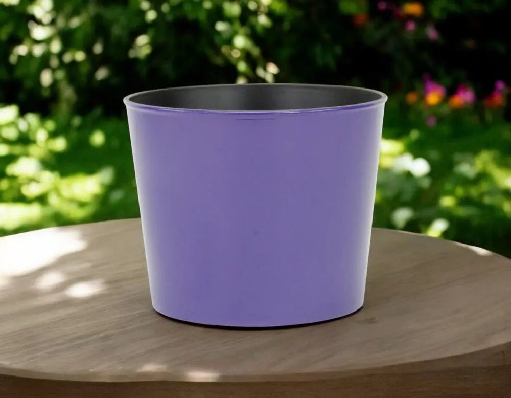 7" Navy Blue Recycled Plastic Indoor Outdoor Round Pot Planter - NOBLE HOME INTERIORS