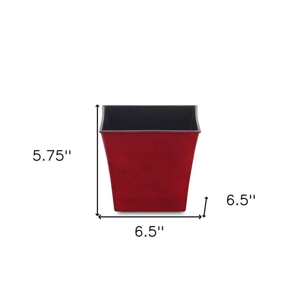 7" Red Recycled Plastic Indoor Outdoor Square Pot Planter - NOBLE HOME INTERIORS