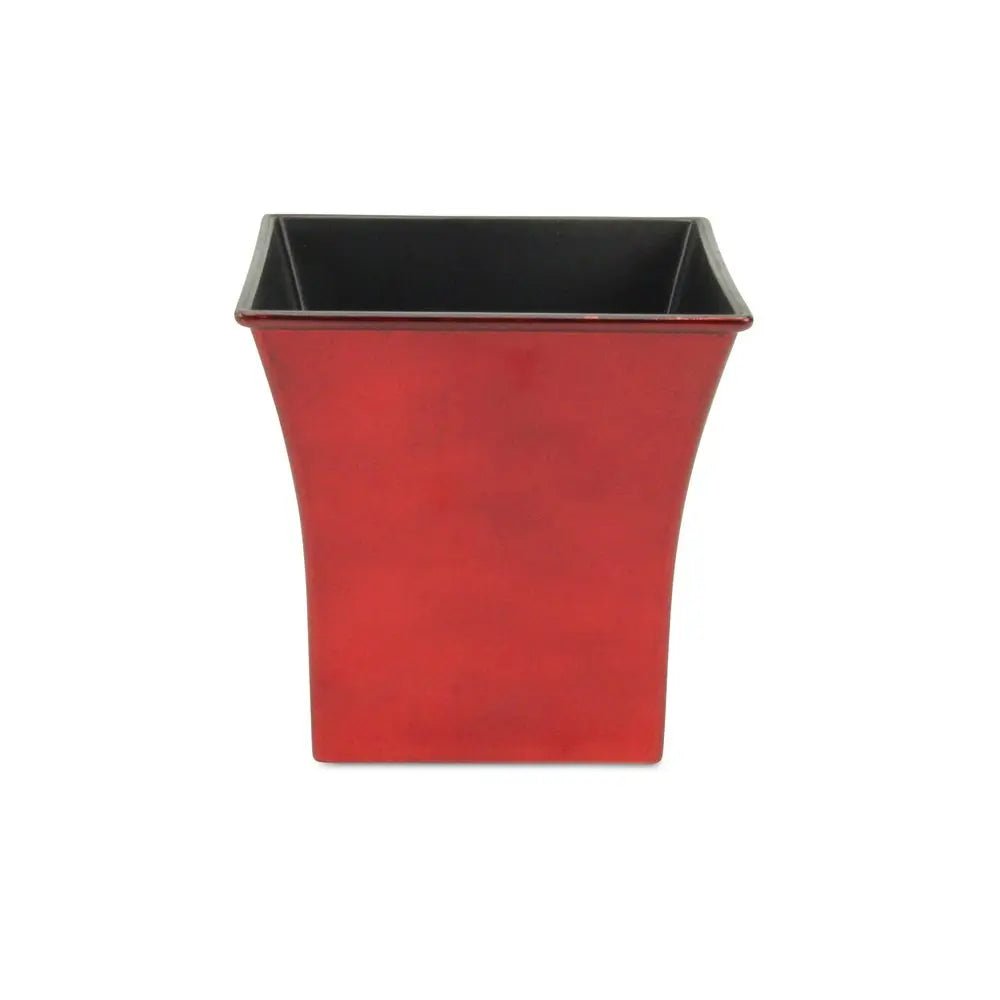 7" Red Recycled Plastic Indoor Outdoor Square Pot Planter - NOBLE HOME INTERIORS