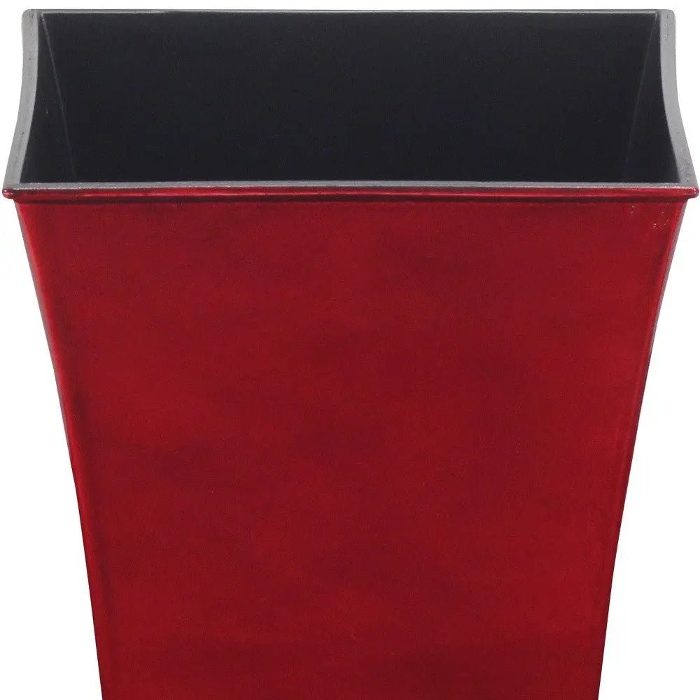 7" Red Recycled Plastic Indoor Outdoor Square Pot Planter - NOBLE HOME INTERIORS