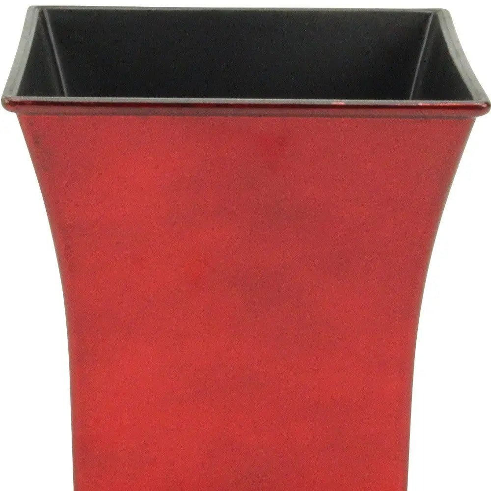 7" Red Recycled Plastic Indoor Outdoor Square Pot Planter - NOBLE HOME INTERIORS