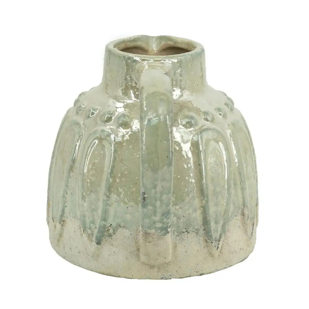 7" Sage and Ivory Round Ceramic Jug Vase With Does Not Apply - NOBLE HOME INTERIORS
