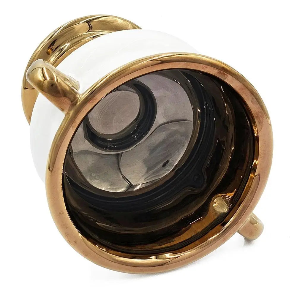 7" White And Gold Amphora Ceramic Urn - NOBLE HOME INTERIORS