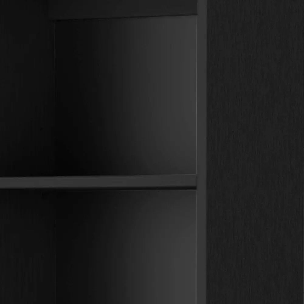 70" Black Wood Five Tier Bookcase - NOBLE HOME INTERIORS