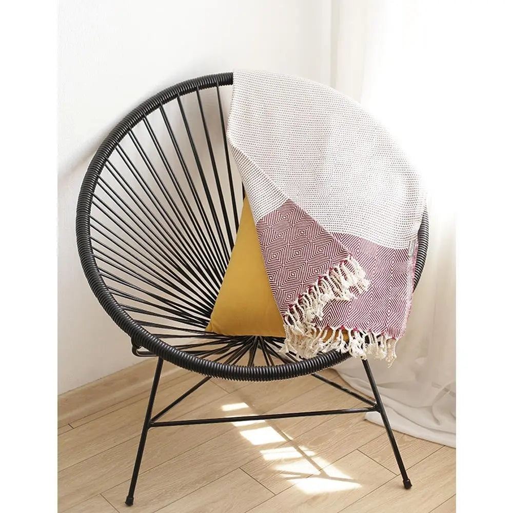 70" Turkish Cotton Handwoven Throw Blankets In Red - NOBLE HOME INTERIORS