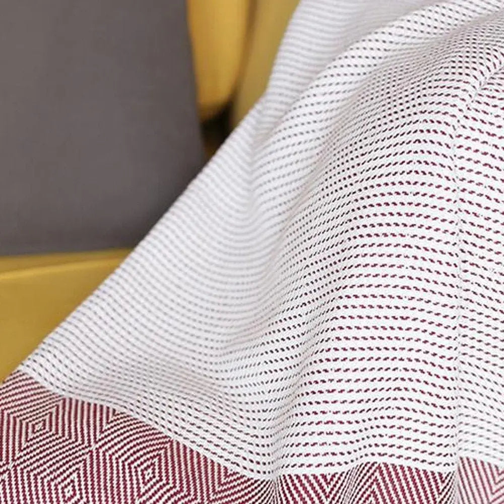 70" Turkish Cotton Handwoven Throw Blankets In Red - NOBLE HOME INTERIORS