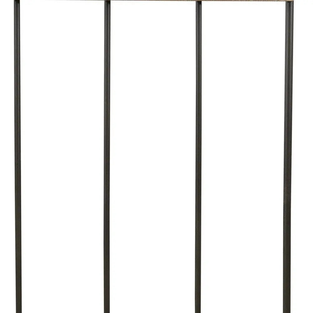 71" Black And Brown Metal And Solid Wood Four Hooks Freestanding Coat Rack - NOBLE HOME INTERIORS
