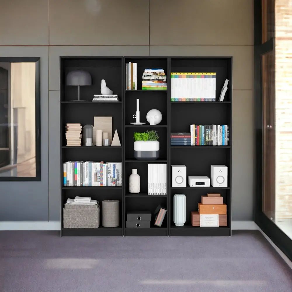 71" Black Five Tier Bookcase - NOBLE HOME INTERIORS