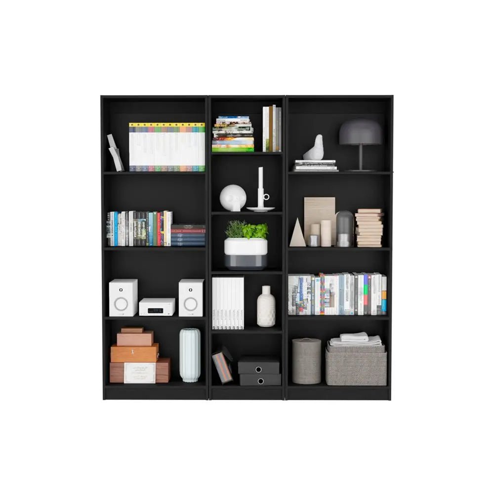 71" Black Five Tier Bookcase - NOBLE HOME INTERIORS