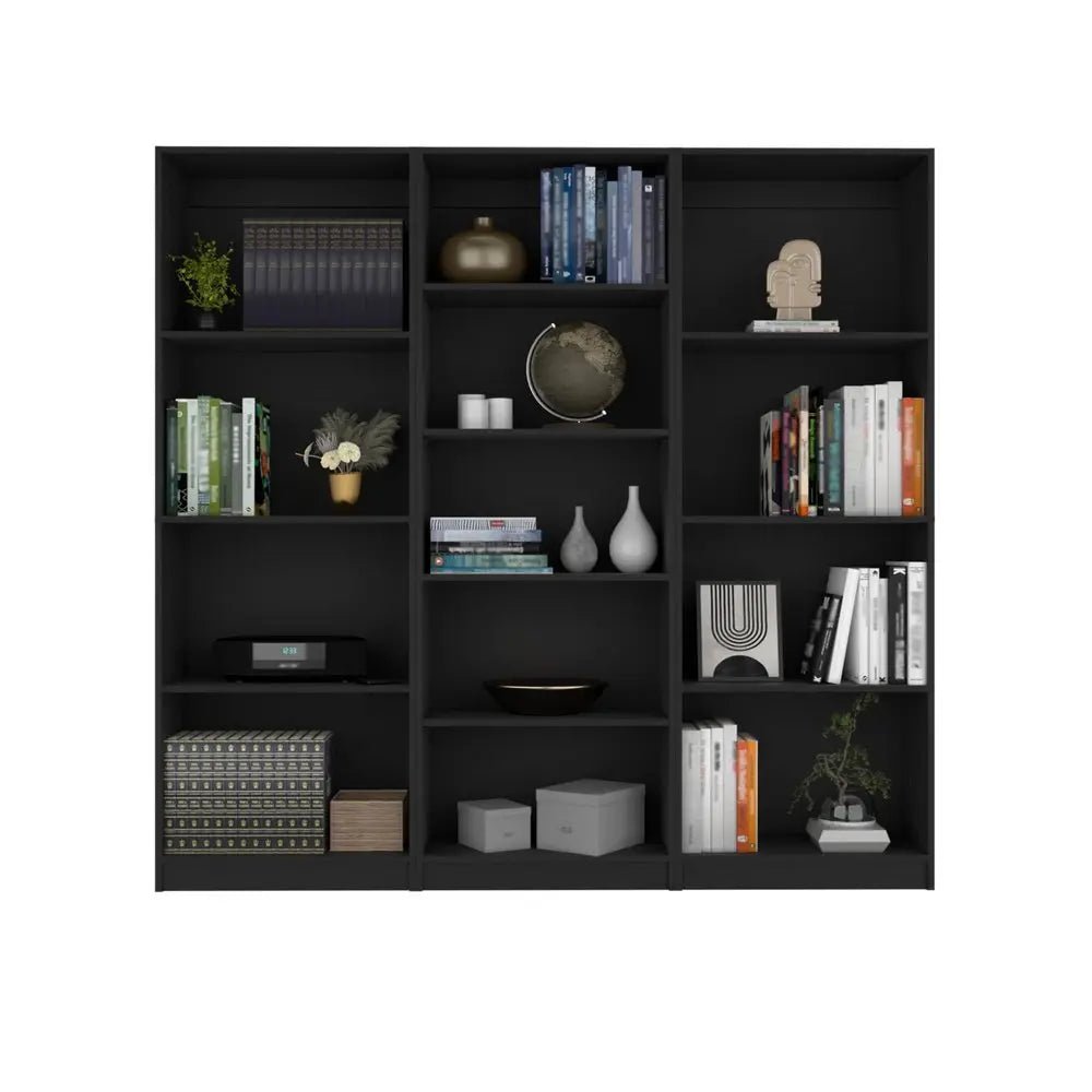 71" Black Five Tier Bookcase - NOBLE HOME INTERIORS