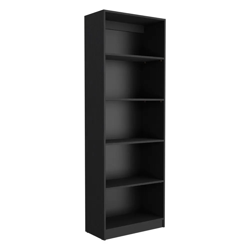 71" Black Five Tier Bookcase - NOBLE HOME INTERIORS