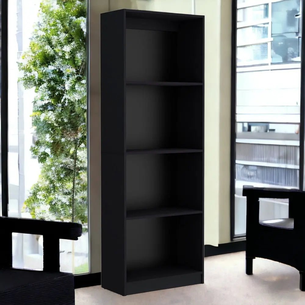 71" Black Five Tier Bookcase with Two doors - NOBLE HOME INTERIORS